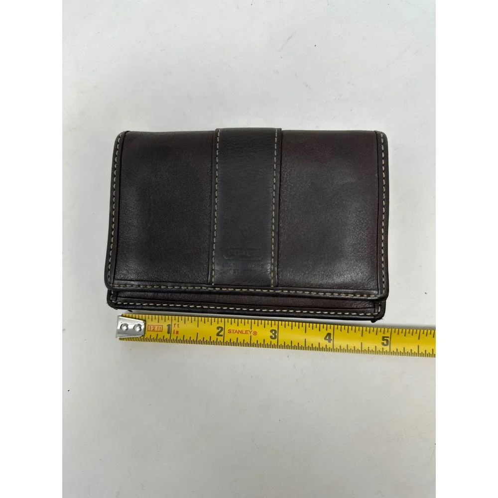 Vintage Coach Compact Bifold Leather Wallet Brown
